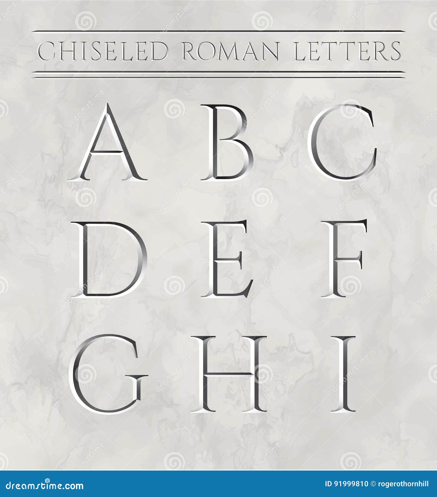 roman letters chiseled in marble stone.