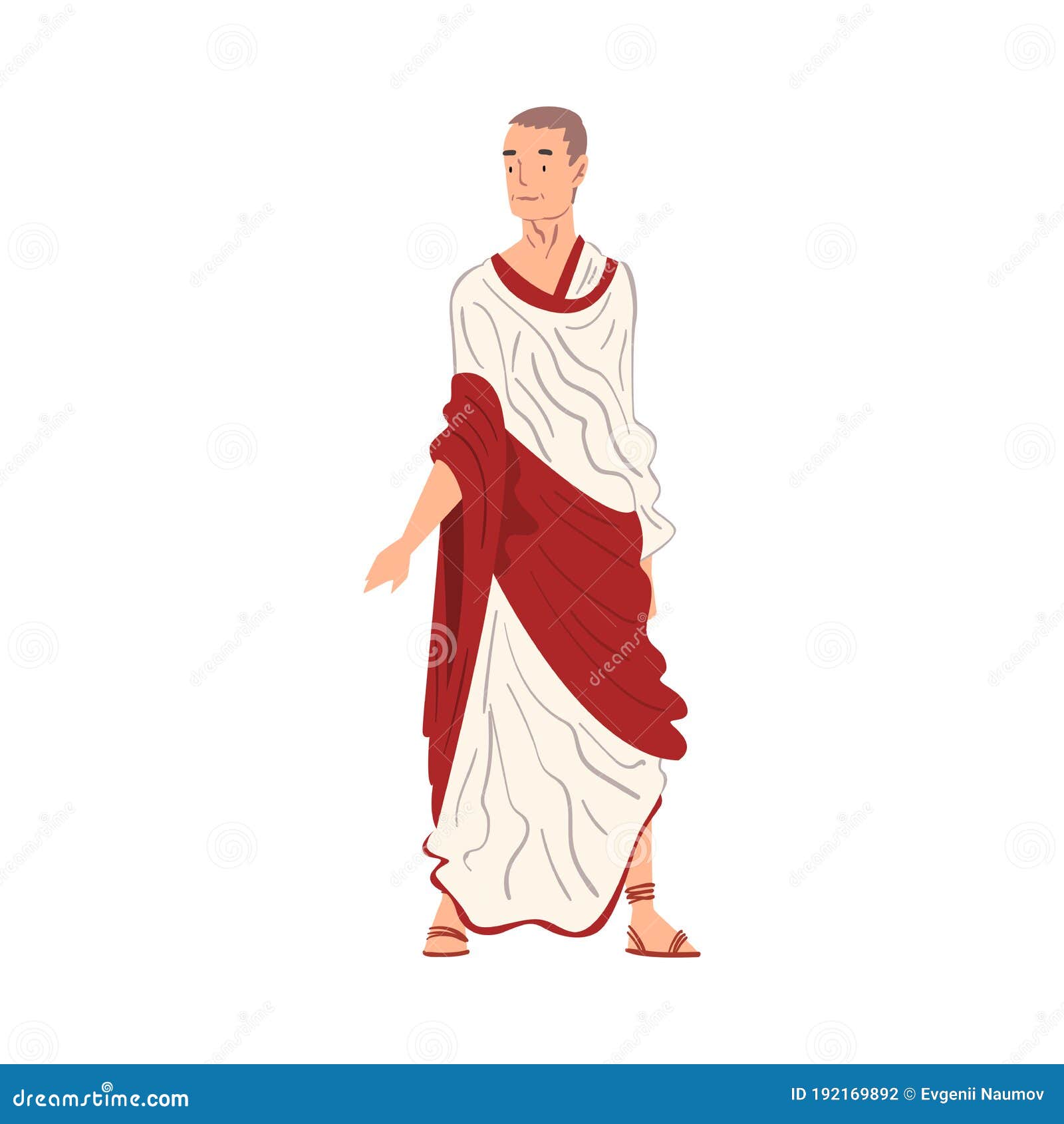 Roman Man in Traditional Clothes, Ancient Rome Citizen Character in White  and Red Tunic and Sandals Vector Illustration Stock Vector - Illustration  of clothing, male: 192169892