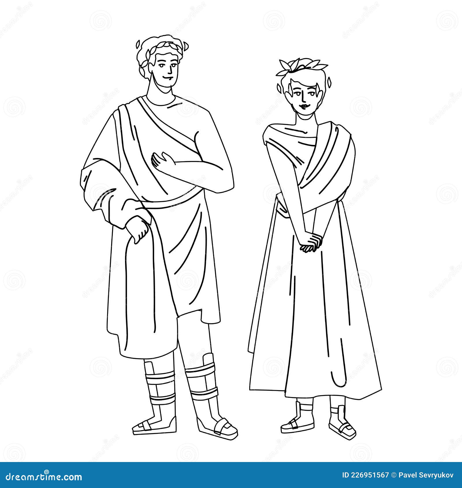 Roman Man and Woman in Traditional Clothes Vector Stock Vector ...