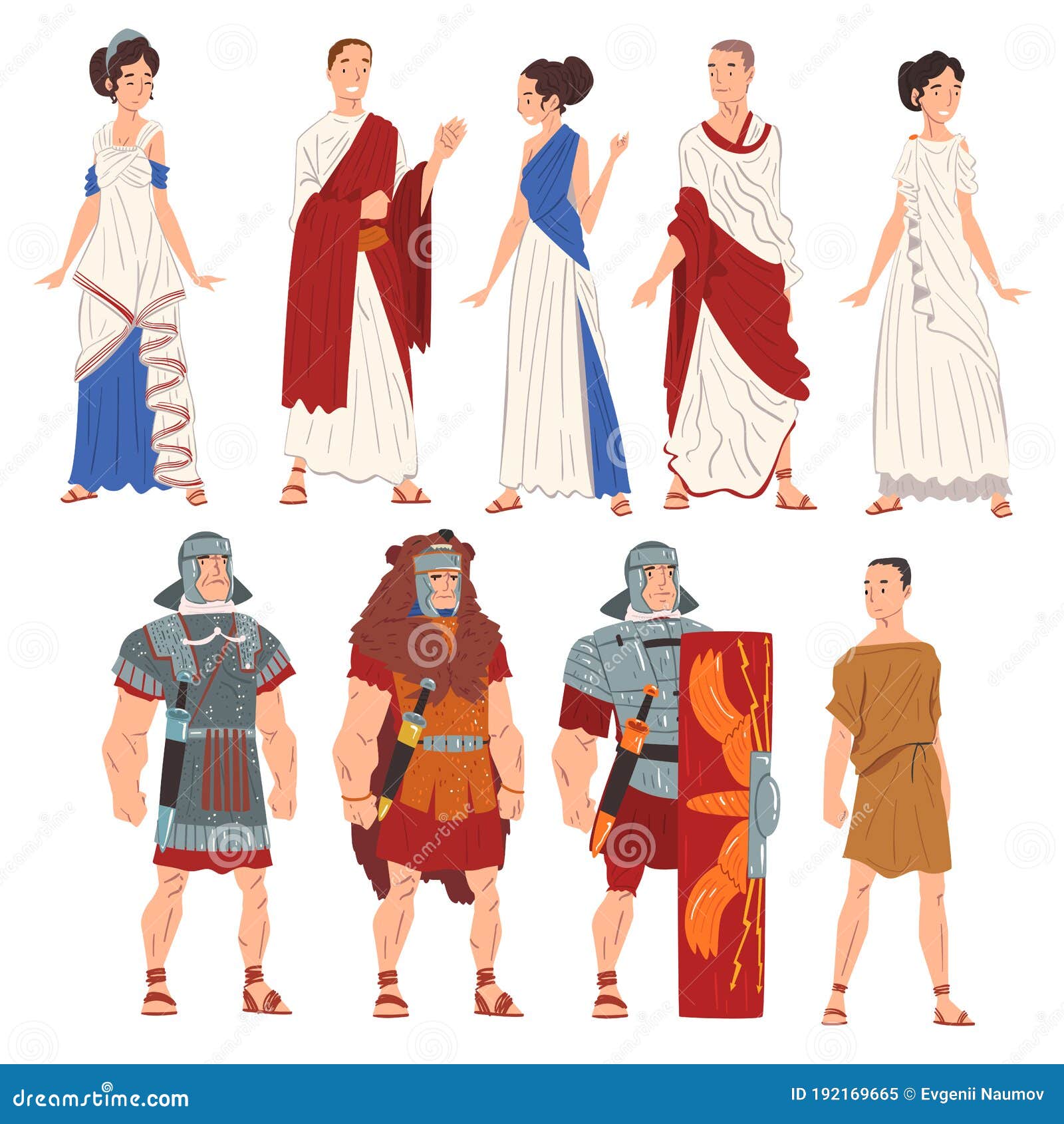 Roman Men and Women in Traditional Clothes Collection, Ancient Rome  Citizens and Legionnaires Characters Vector Stock Vector - Illustration of  army, empire: 192169665
