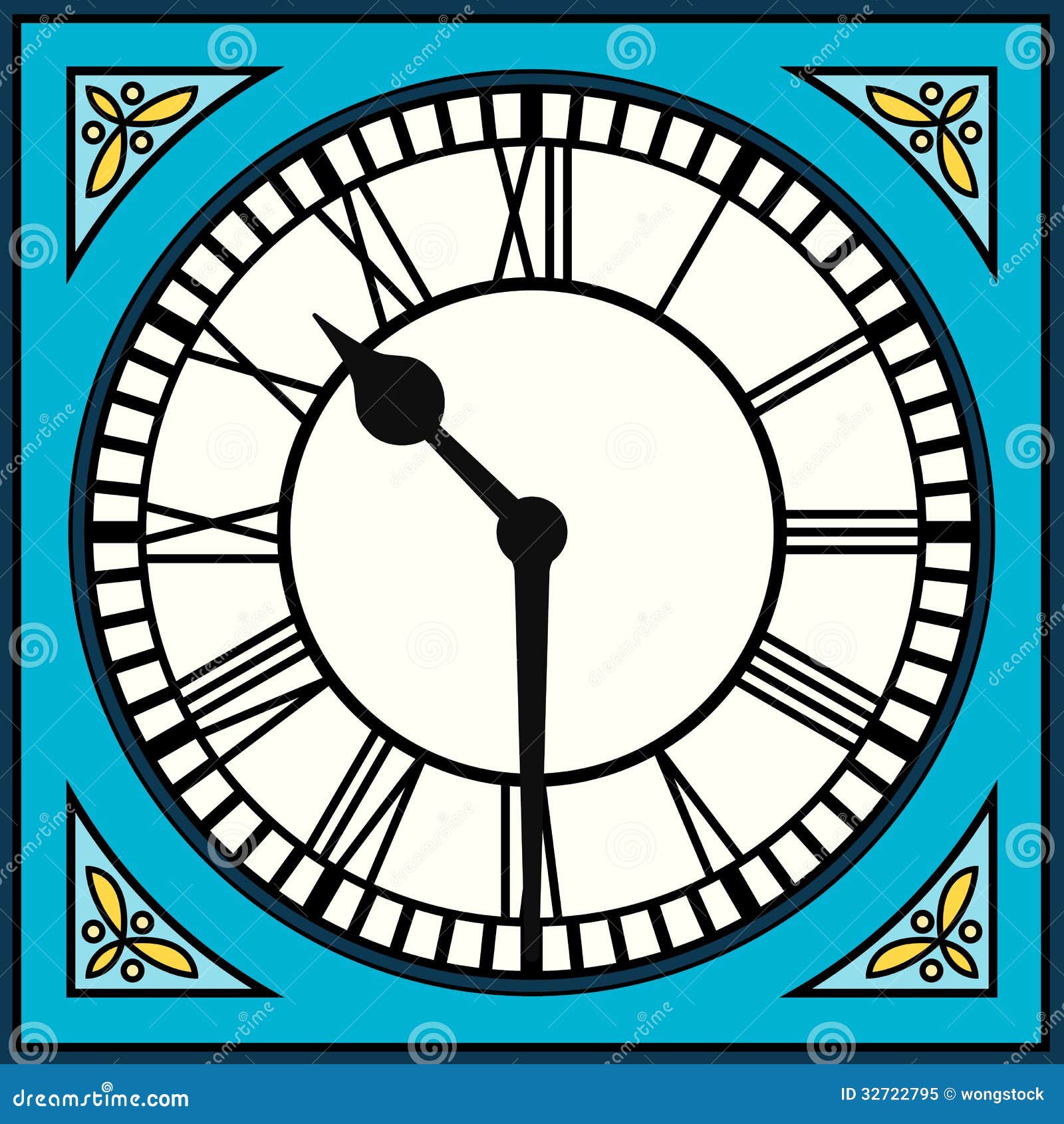 roman numeral clock at half past ten