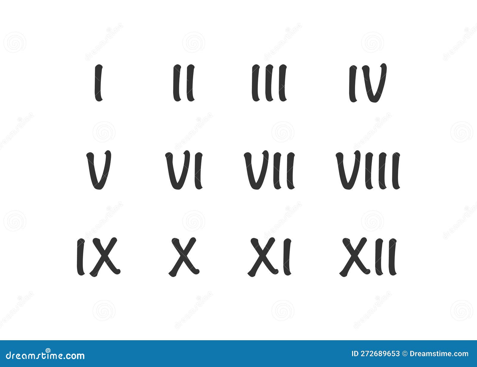 roman numerals icon set. number 1-12 