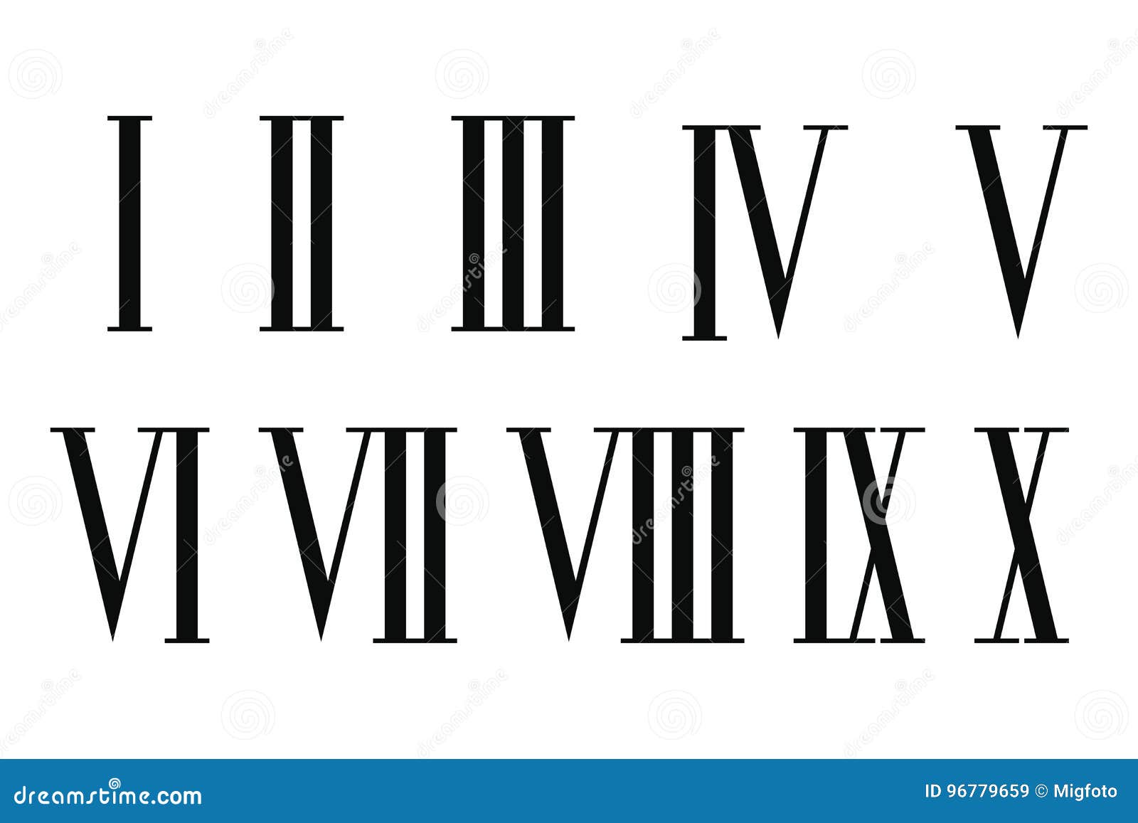 Roman numerals set. stock vector. Illustration of floral - 96779659