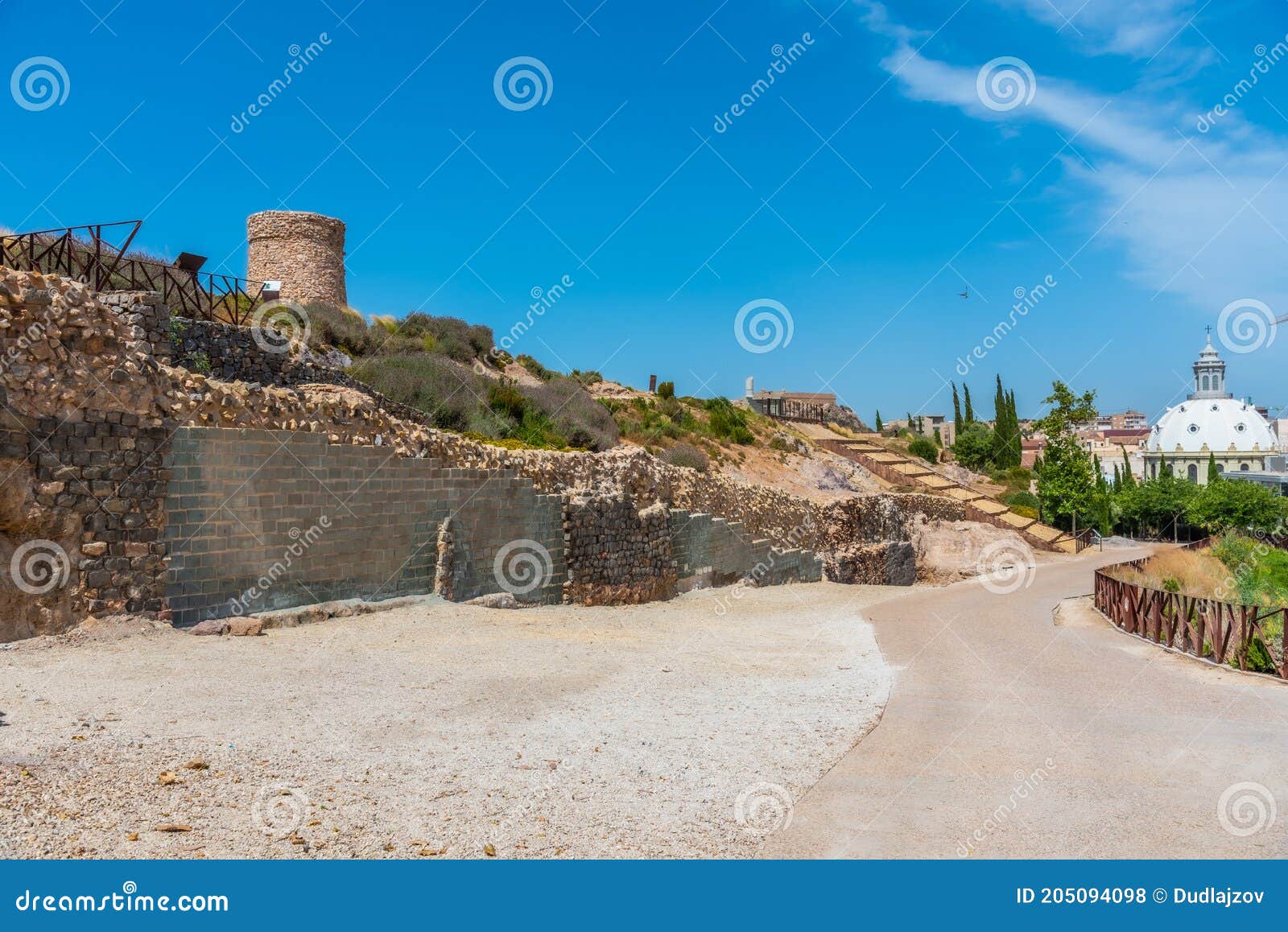 roman ruins at cerro del molinete archeological park in cartagena, spain