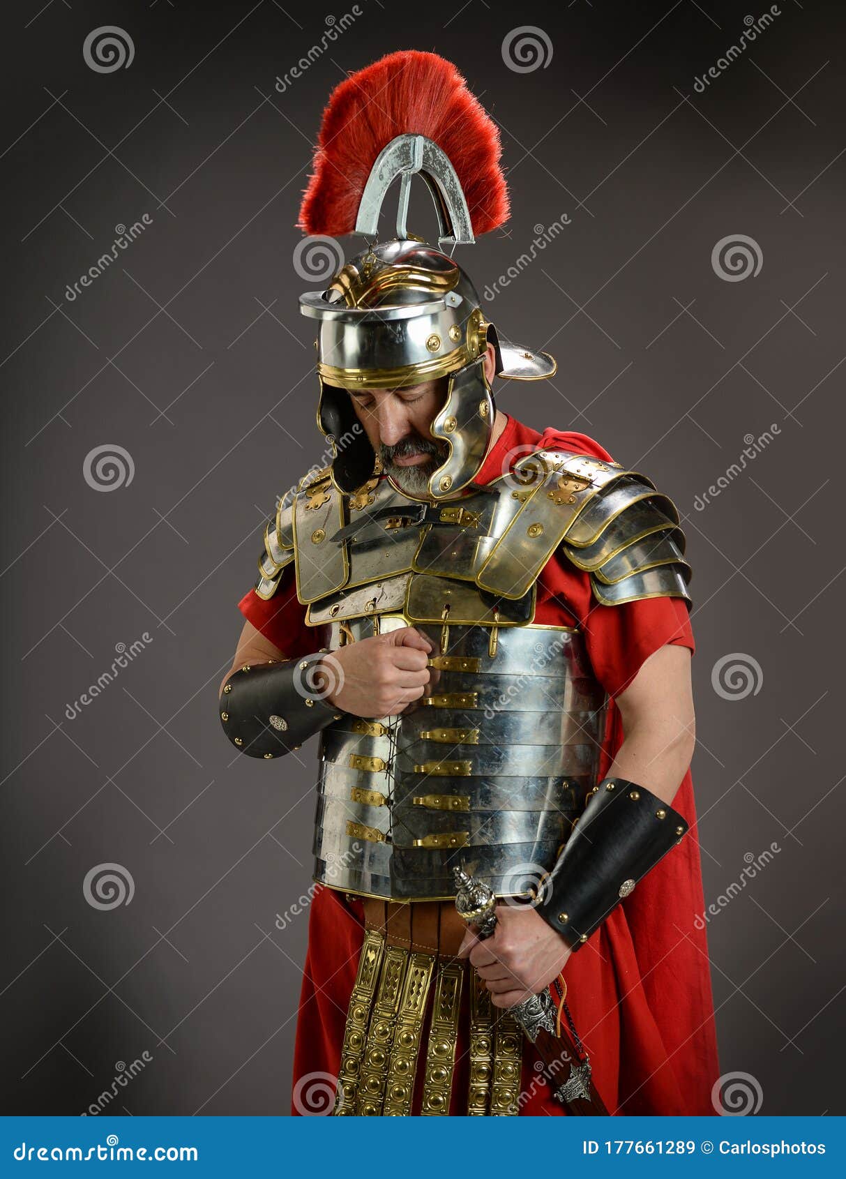 roman soldier in actitude of submission