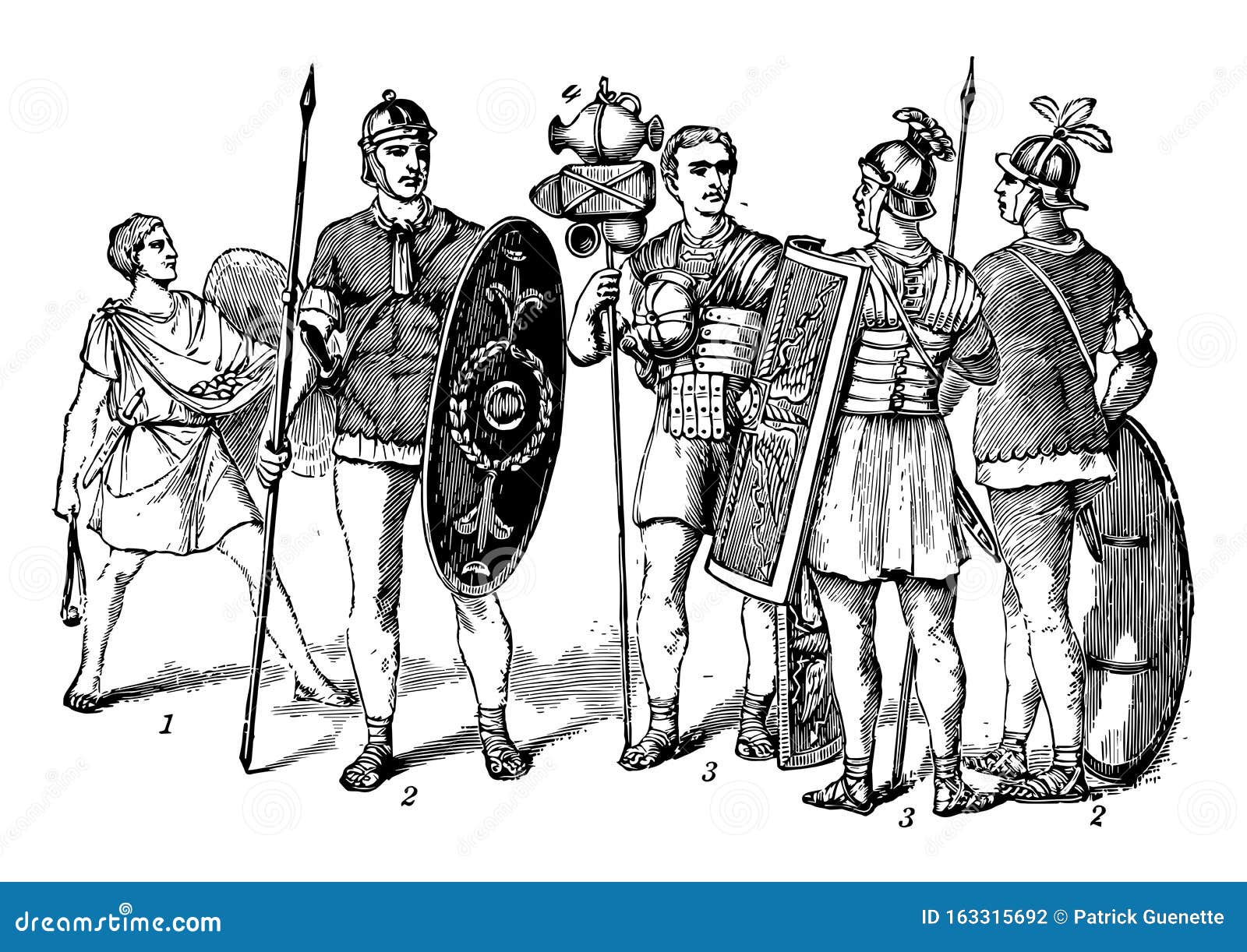 Roman Soldiers and Equipment Vintage Illustration Stock Vector ...