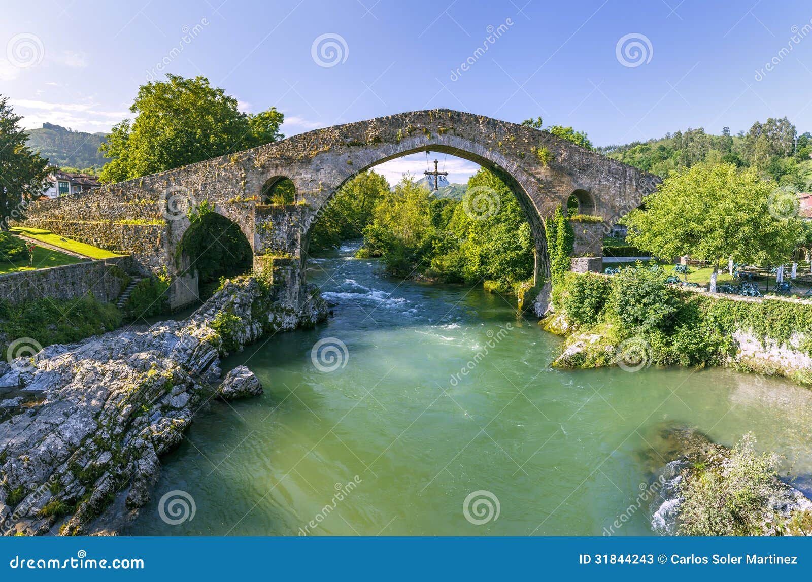 Roman Stone Bridge in Cangas De Onis Stock Image Image of sella