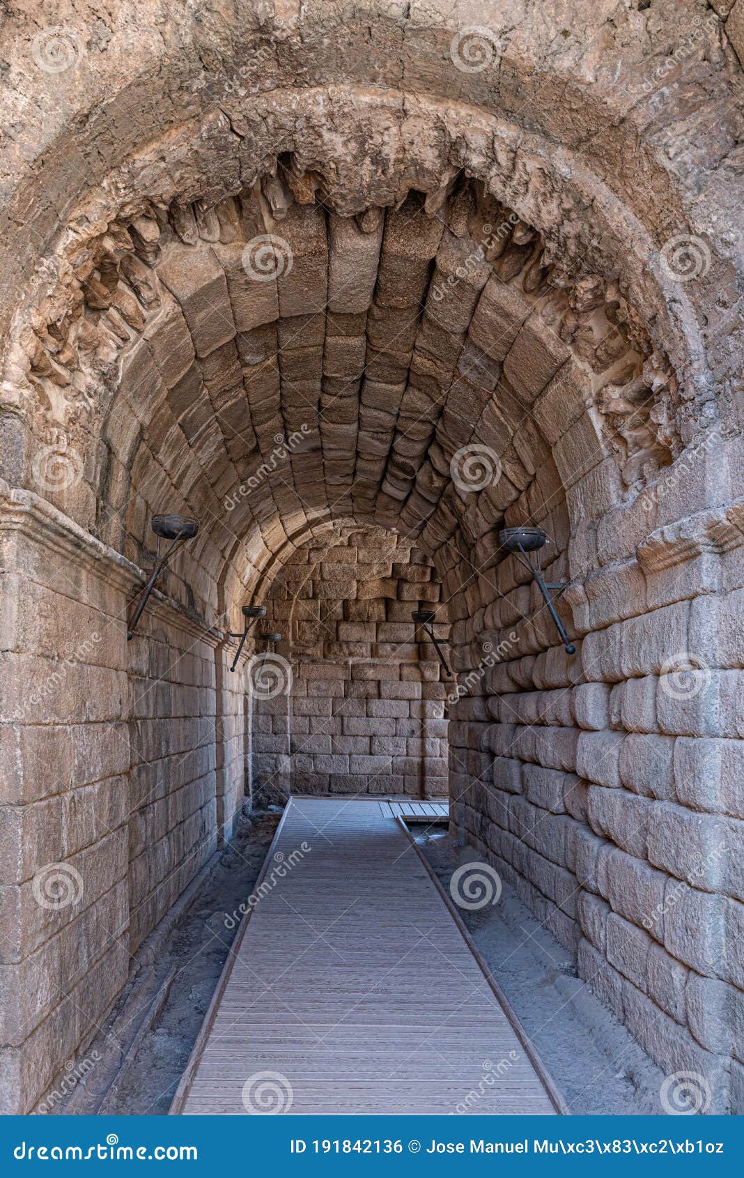 Roman Stone Tunnel, Long and Narrow Stock Photo Image of wall