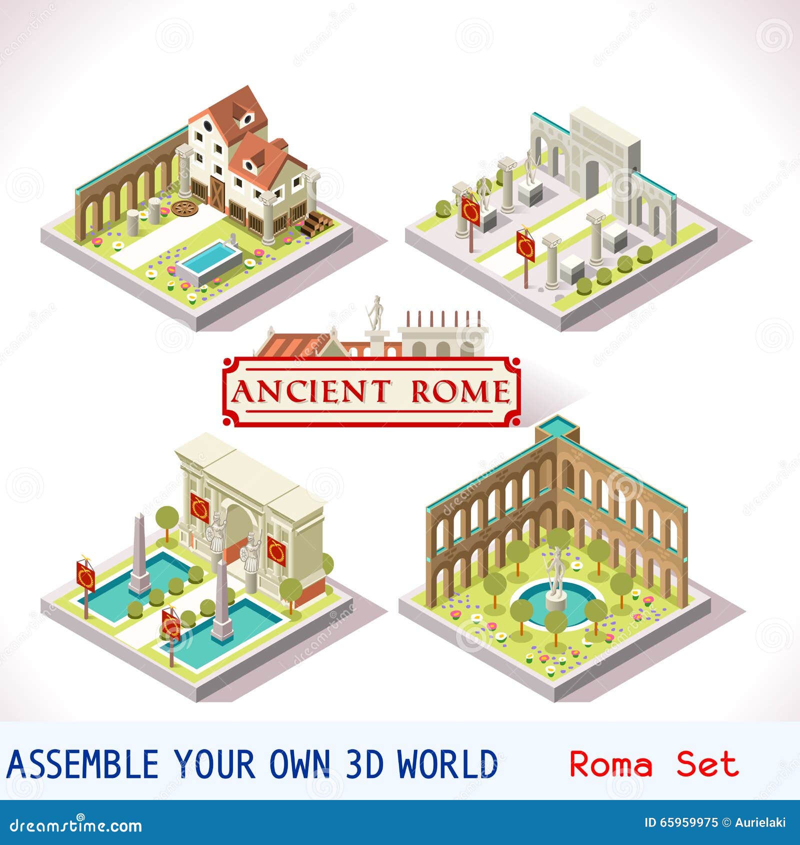 Roman 02 Tiles Isometric stock vector. Illustration of legion