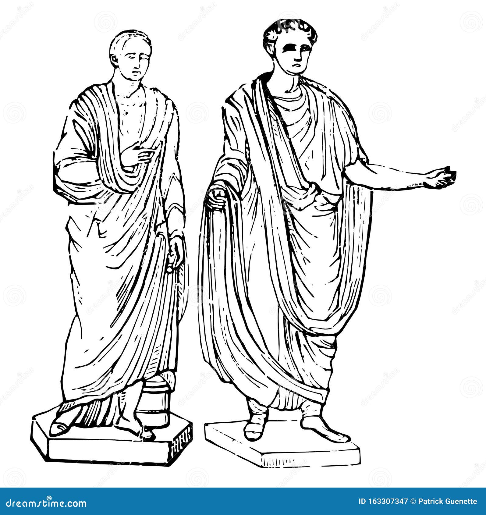 Roman Togas Vintage Illustration Stock Vector - Illustration of statue ...