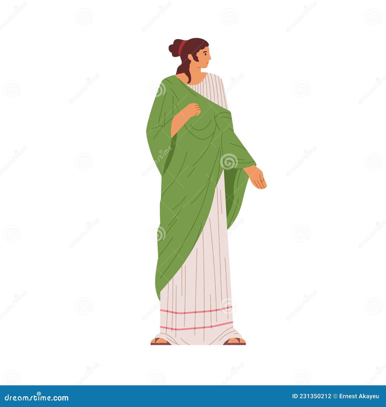 Roman Woman Dressed in Tunic. Female Wearing Ancient Fashion Clothing ...