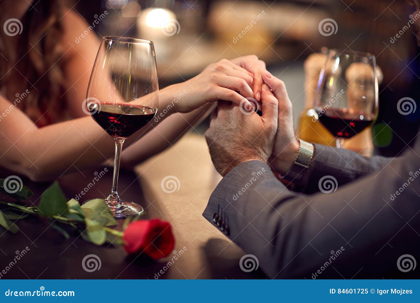romance at restaurant for valentine`s day-concept