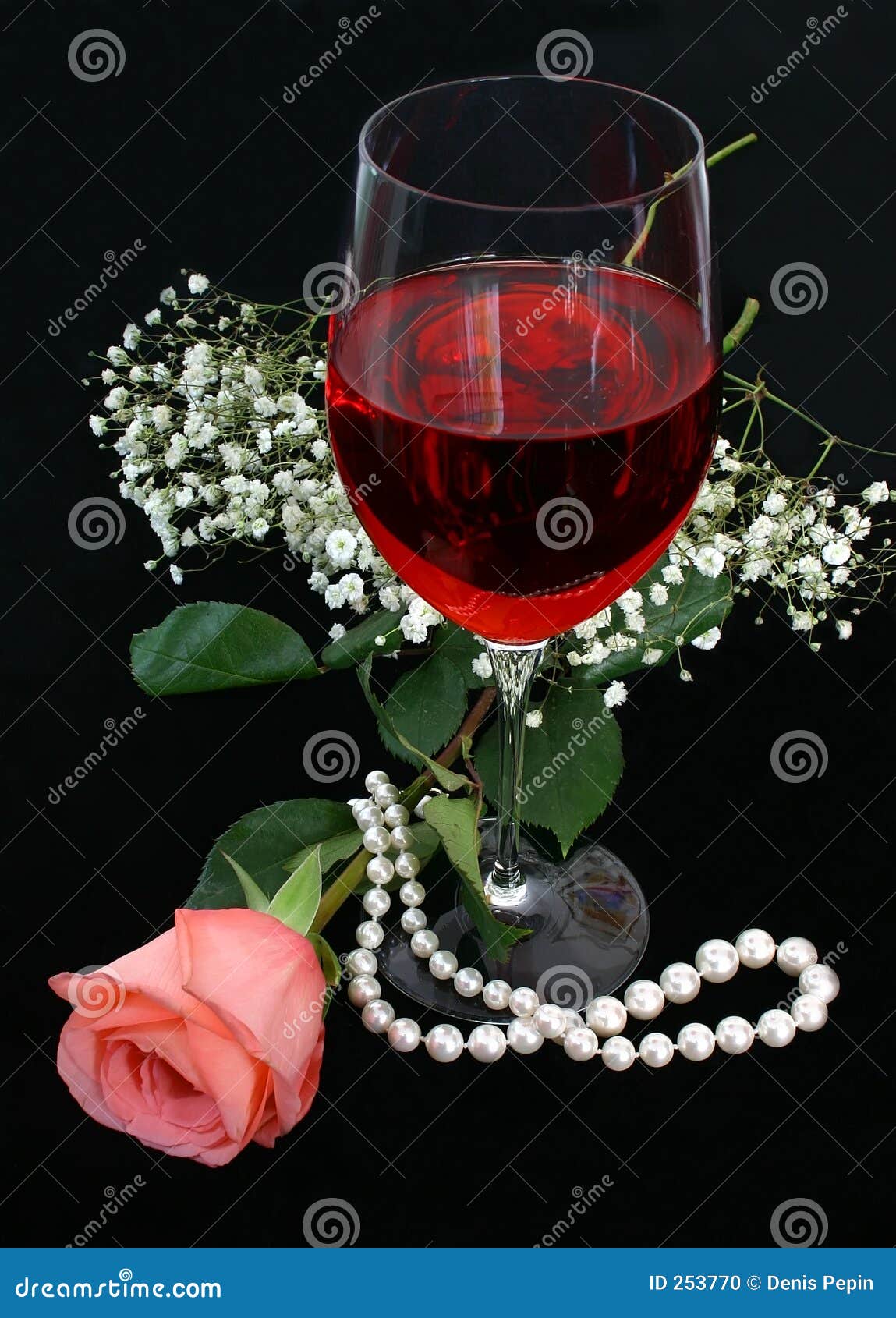 Romance, Wine and Pearls stock photo. Image of pearls, lustrous 253770
