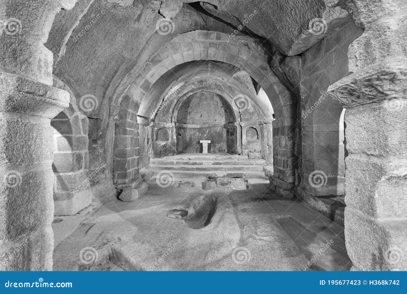 romanesque abbey in ribeira sacra. san pedro de rocas. galicia
