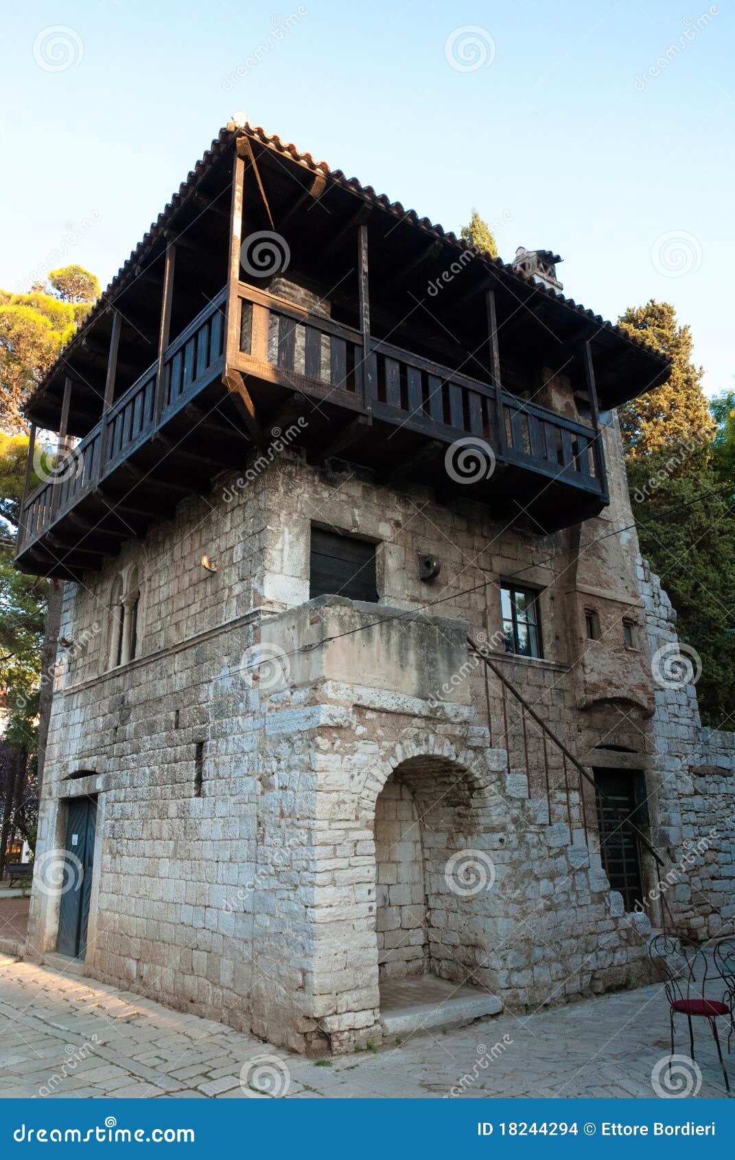 romanesque house in porec, istria, croatia