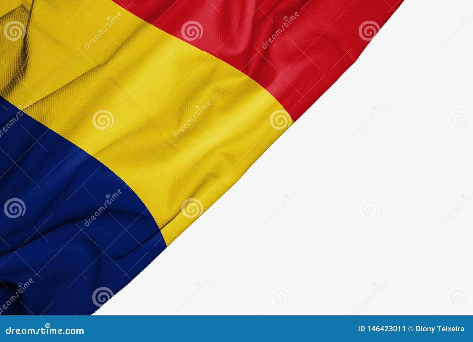 Romania Flag of Fabric with Copyspace for Your Text on White Background ...