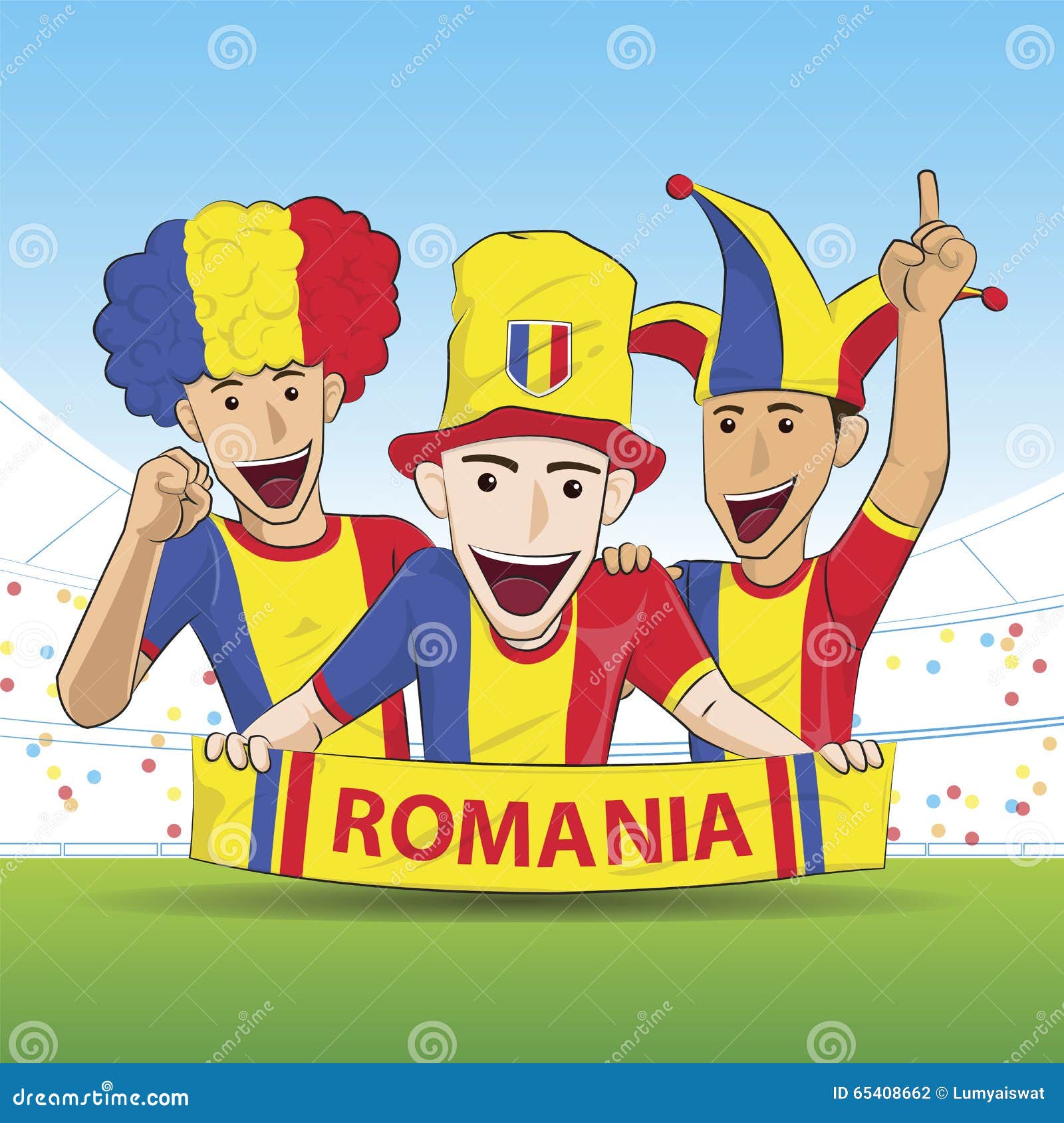 Romania Sport Fans stock illustration. Illustration of costume 65408662