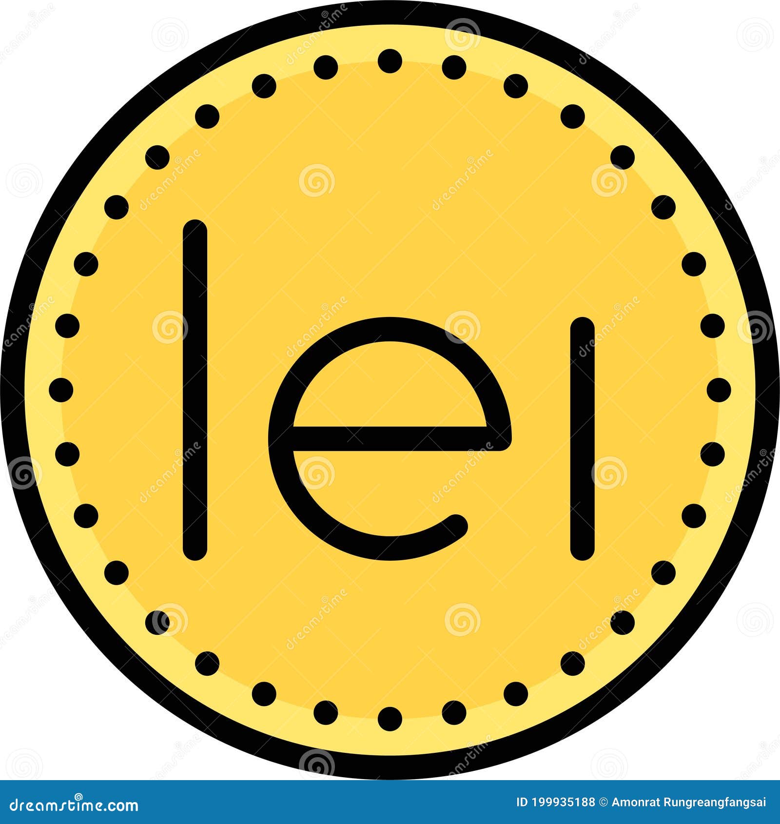 Romanian Leu Coin Icon Currency Of Romania Stock Vector Illustration Of Symbol Romania 199935188