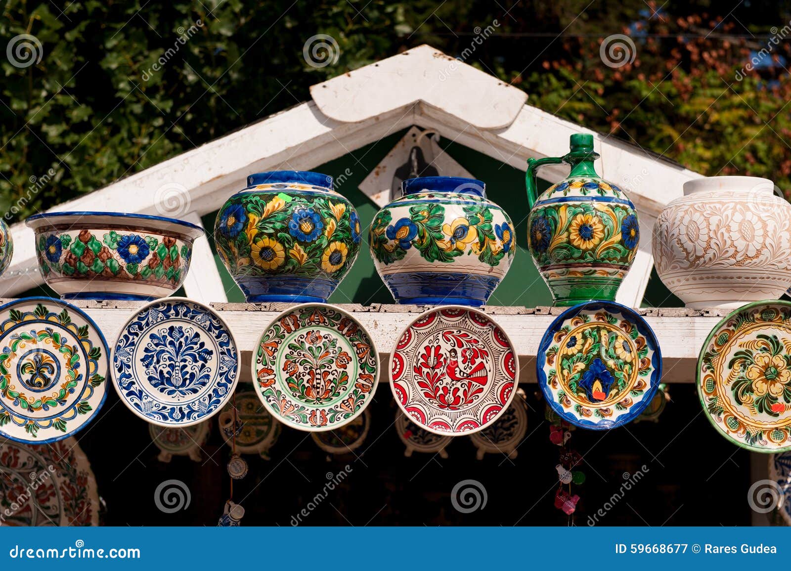 Romanian Traditional Ceramic Plates Horezu Area Stock Image Image of
