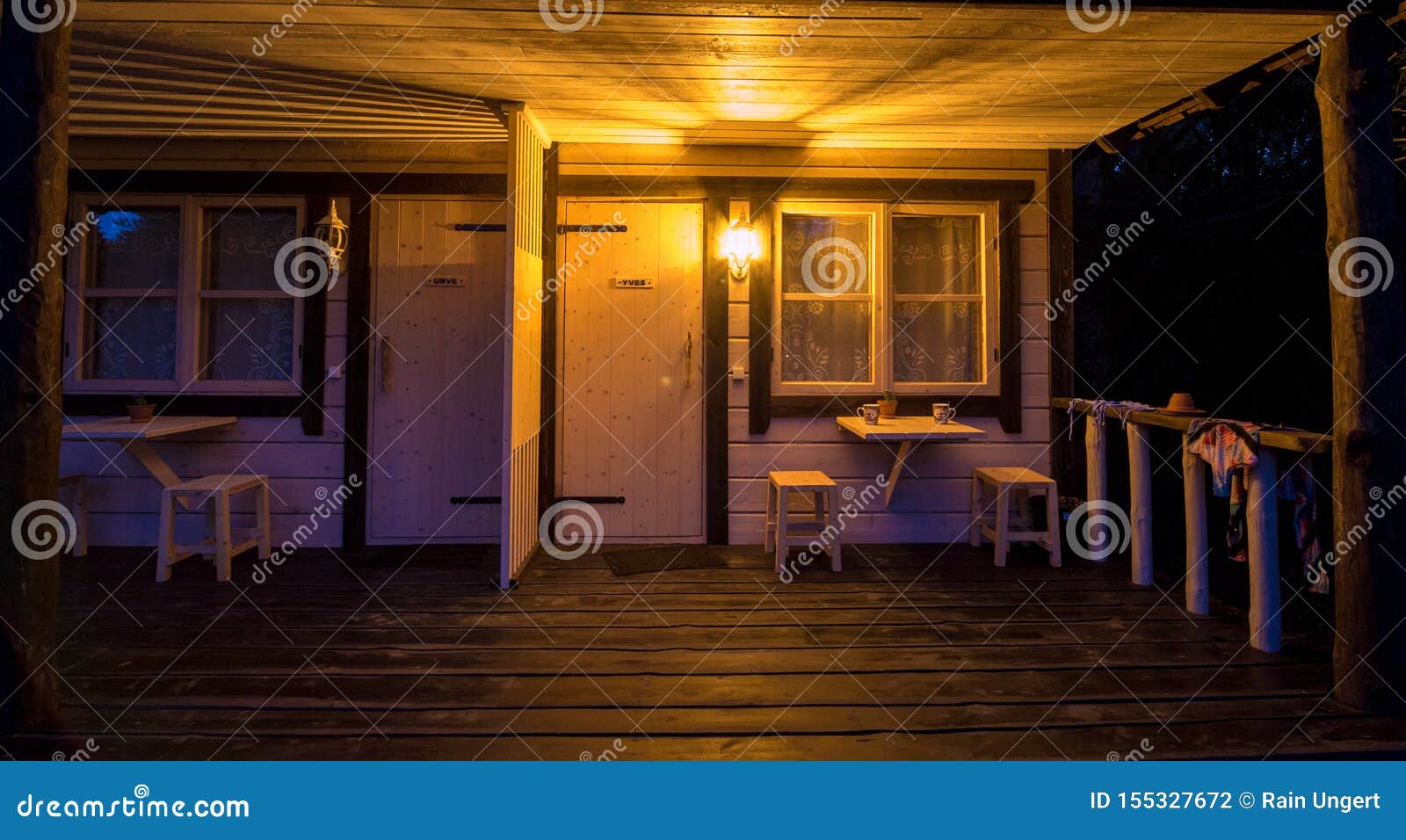 Romantic with Small Table and Chairs Stock Photo Image