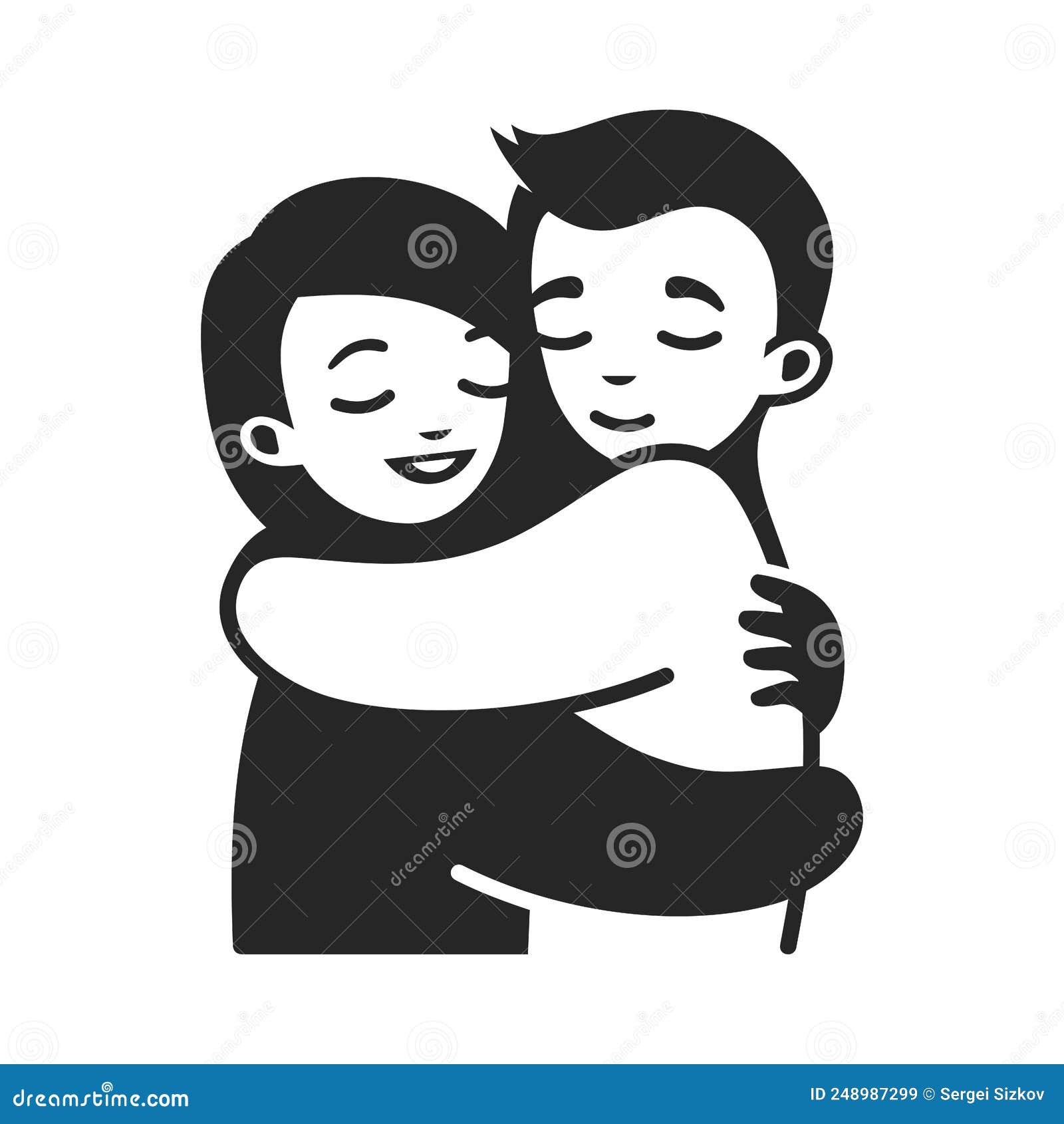 Romantic Boy Hugs Girl Sign on White Background. Vector Stock Vector ...