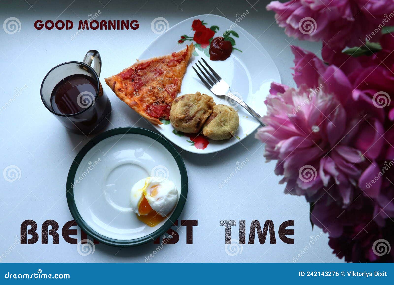 Romantic Breakfast Time in the Very Good Morning Stock Photo ...