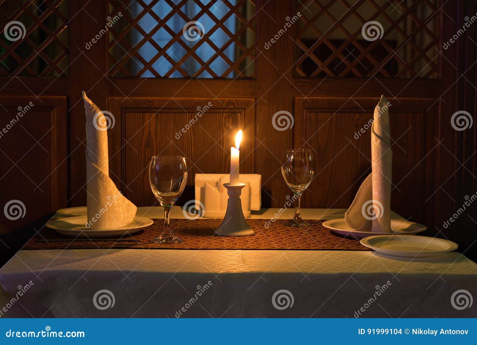 Romantic Candle Light Dinner in a Restaurant Stock Photo Image of dine, event 91999104