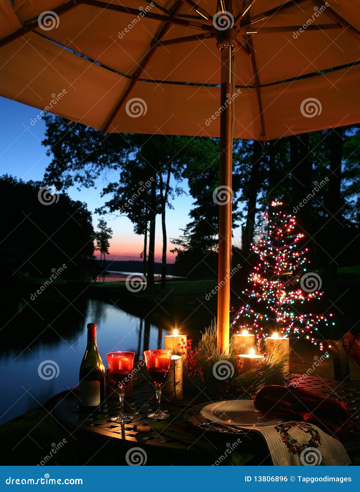 Romantic Candlelit Dinner by the Lake Stock Photo Image of lighting