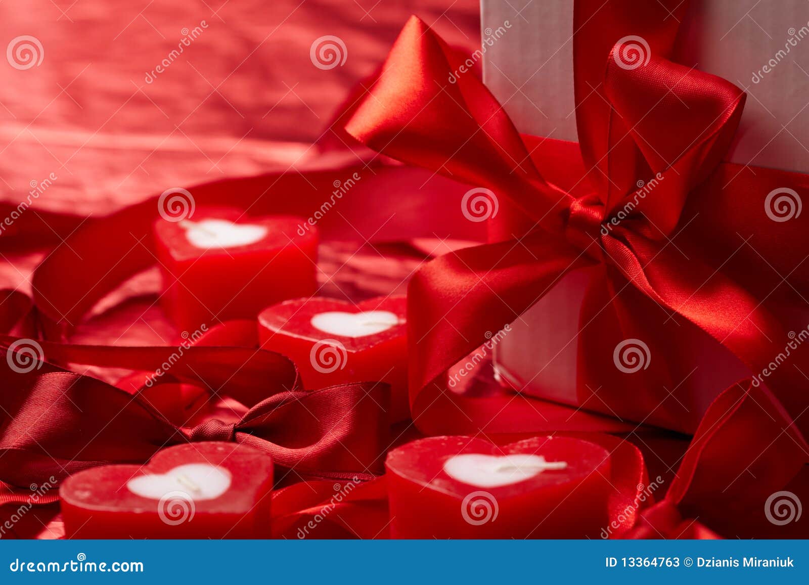 Romantic candles with gift stock image. Image of candle 13364763