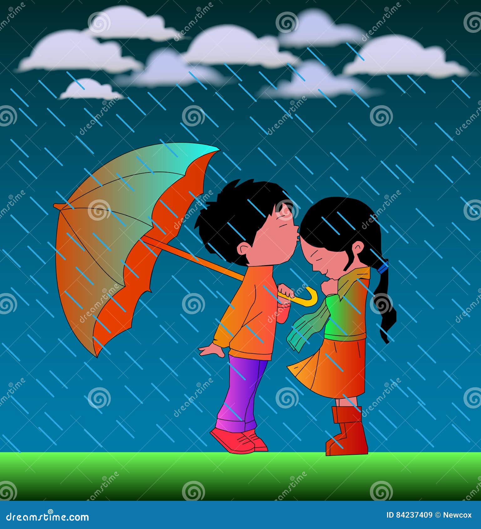 Romantic Cartoon Couple in Rain` Vector Illustration Stock Vector - Illustration of happy, background: 84237409 Romantic Cartoon Couple in Rain` Vector Illustration Stock Vector - Illustration of happy, background: 84237409