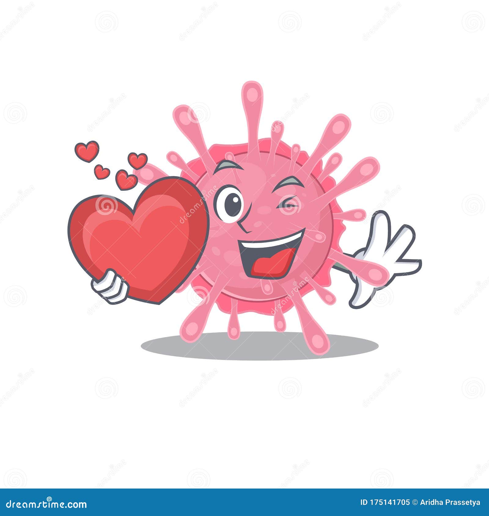 A Romantic Cartoon Design of Corona Virus Germ Holding Heart Stock ...
