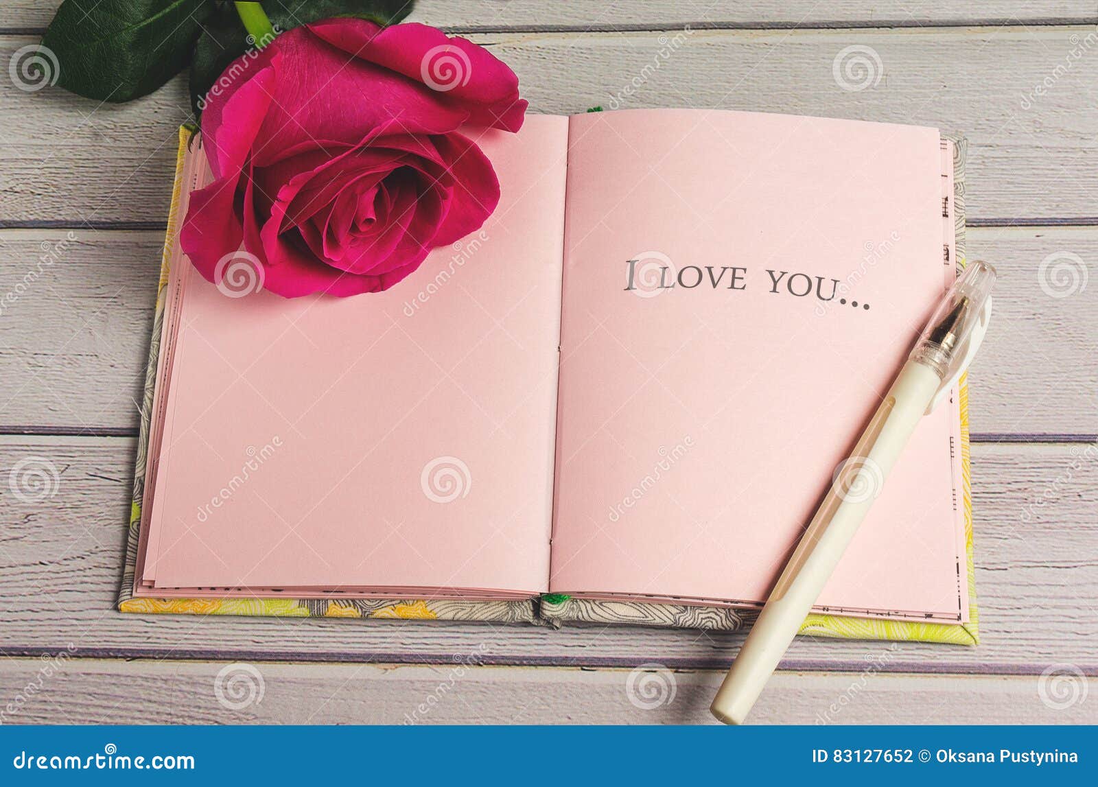 Romantic Composition with Rose Flowers and Text I Love You St ...