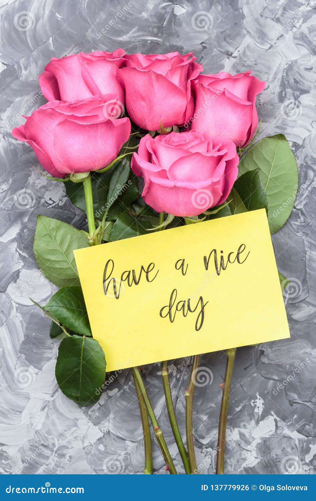 Romantic Concept. Red Roses and Lettering Wishing Have a Nice Day ...