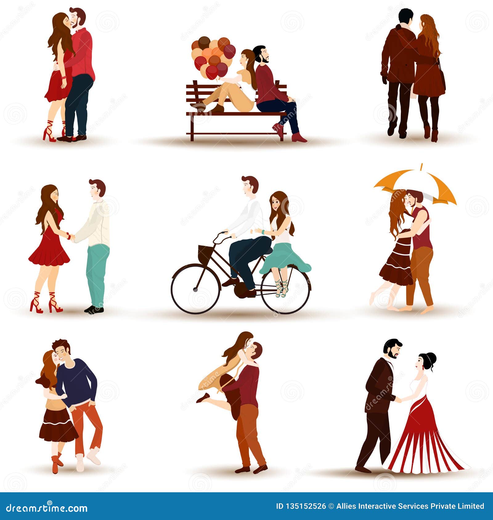 Romantic Couple Character in Different Poses. Stock Illustration -  Illustration of costume, husband: 135152526