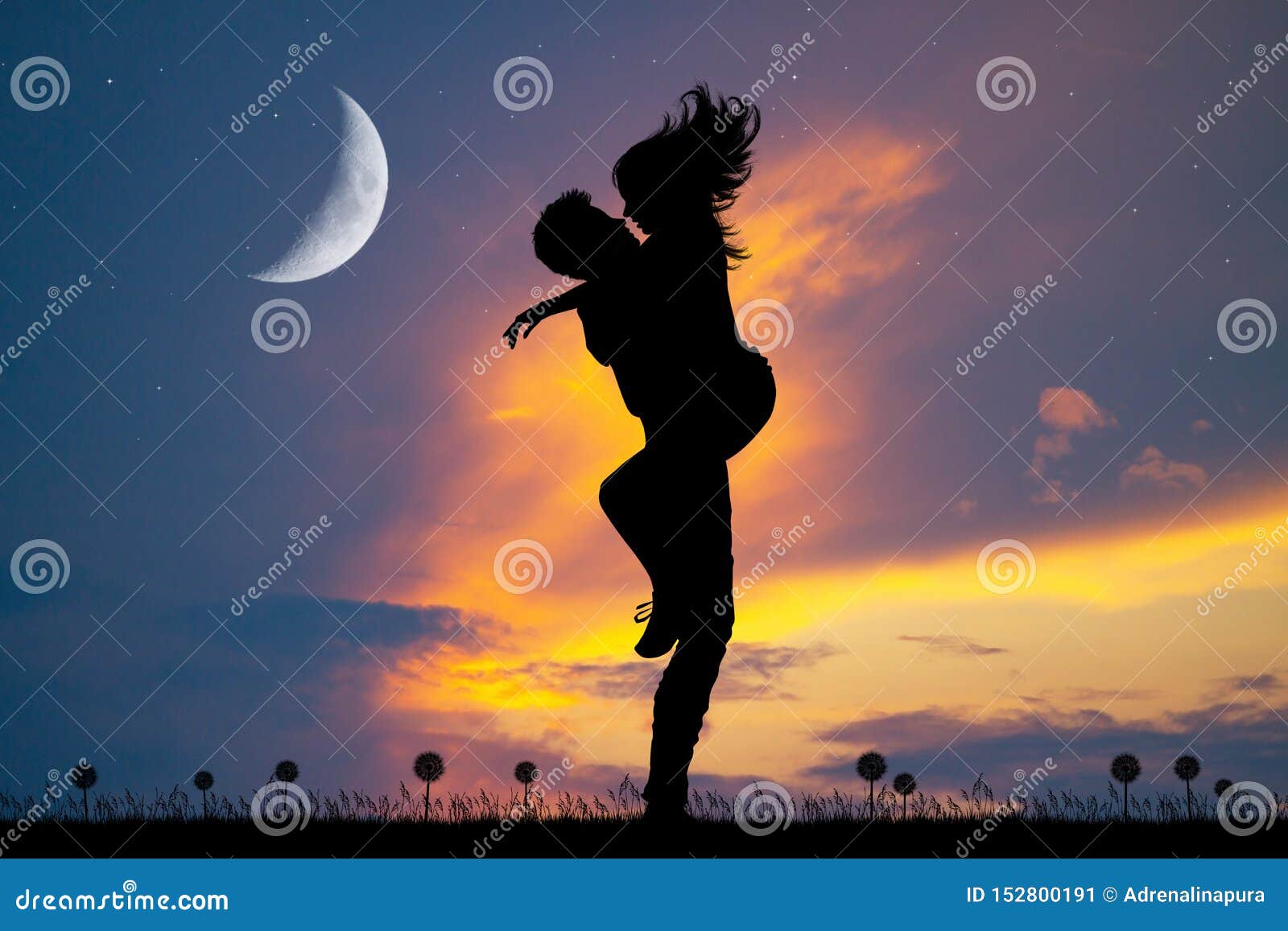 romantic couple kissing