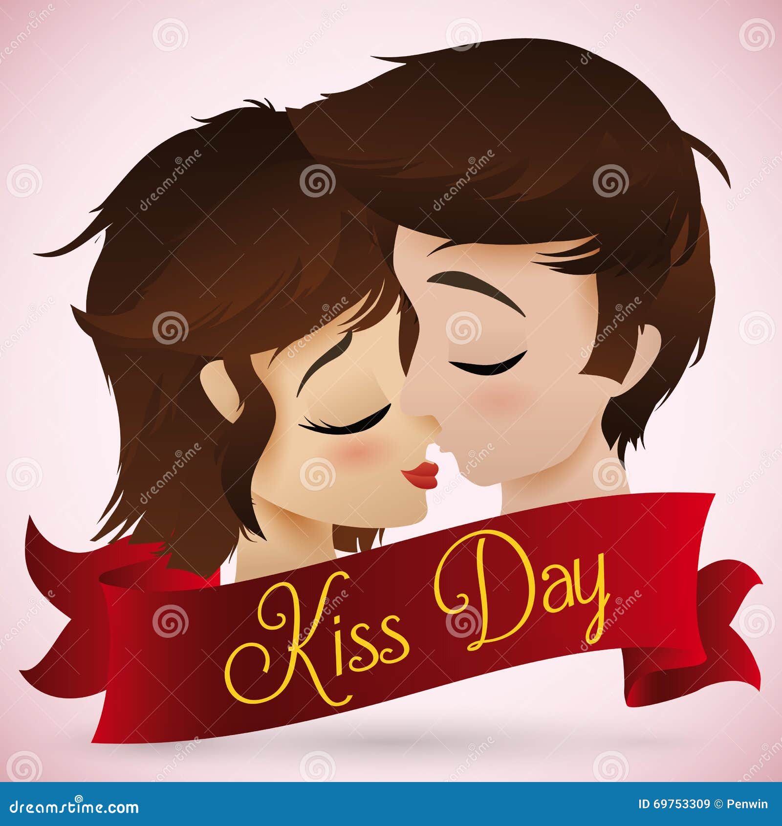 Romantic Couple Kissing for Kiss Day, Vector Illustration Stock ...