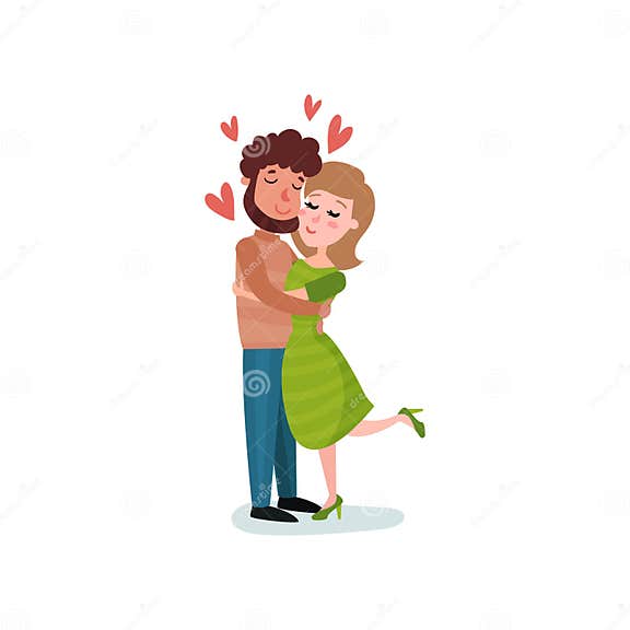 Romantic Couple In Love Hugging Cartoon Vector Illustration Stock Vector Illustration Of Lover 