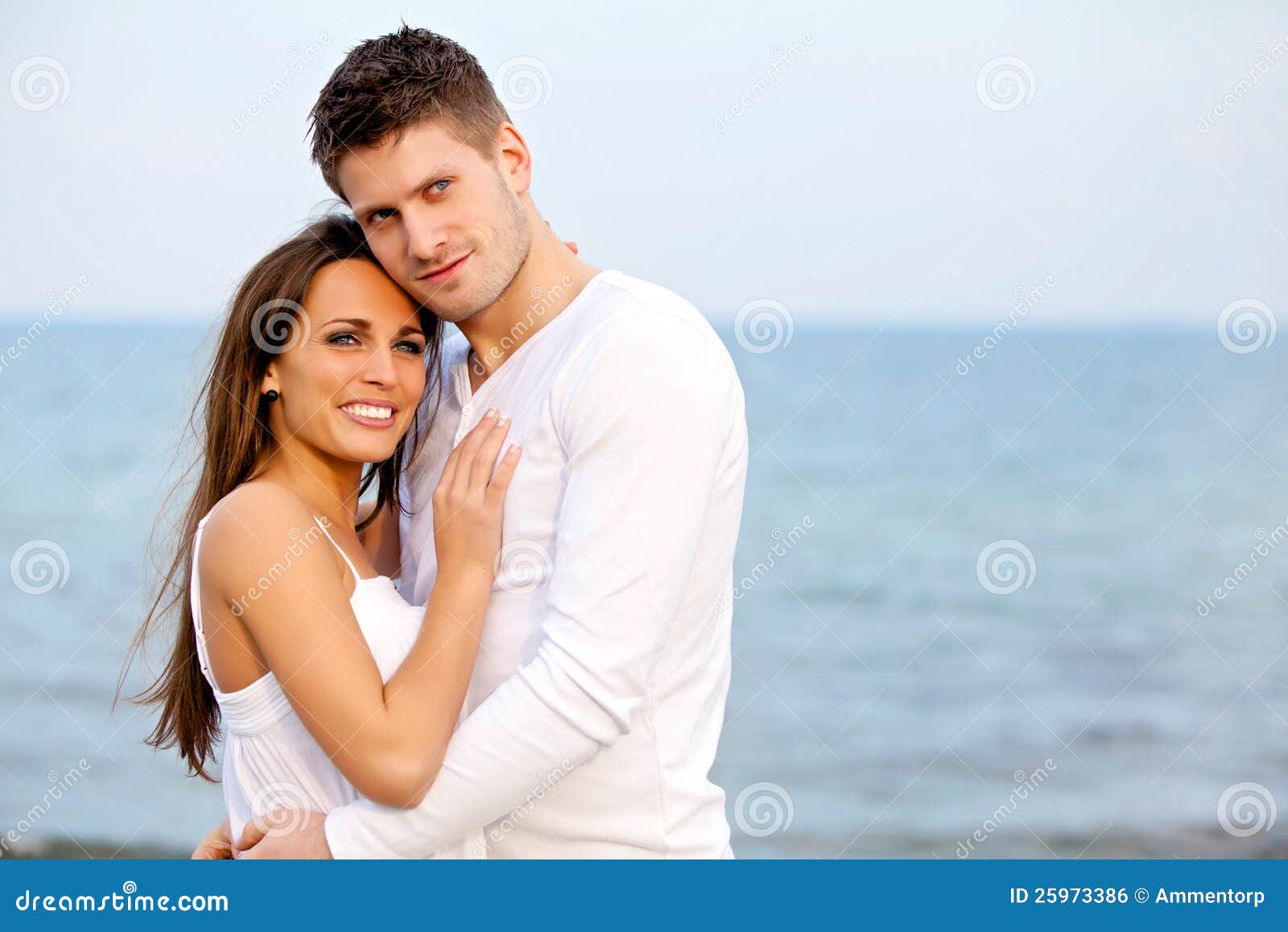 Romantic Couple Posing at the Beach Stock Photo - Image of relaxed ...