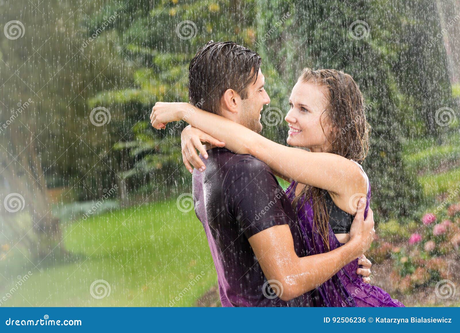 Romantic Couple in the Rain Stock Photo - Image of romantic