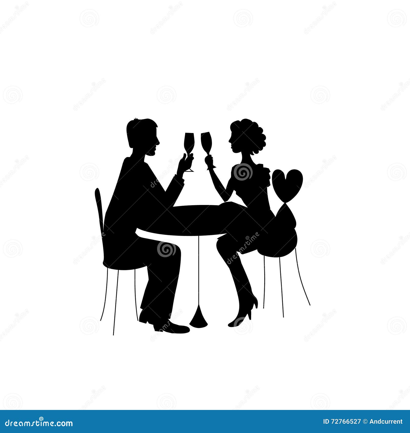 Download Romantic Couple In Restaurant. Stock Vector - Illustration ...