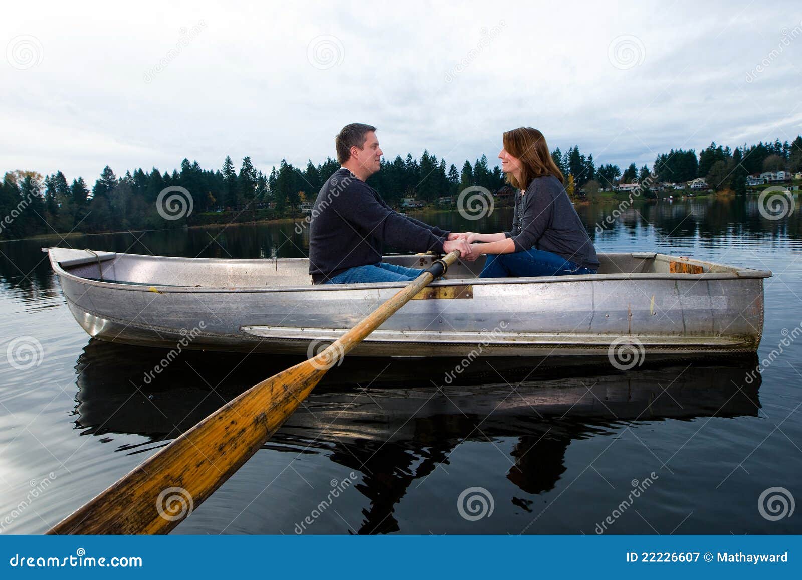 romantic date on a rowboat stock image. image of couple