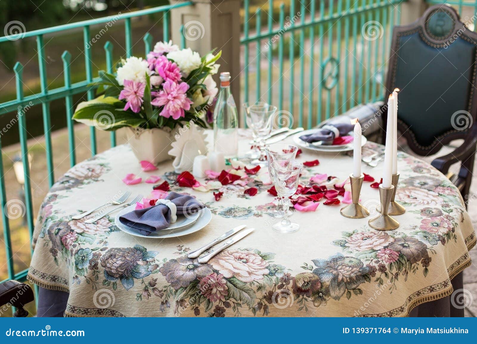 Romantic Decor Of The Festive Table In The Restaurant With