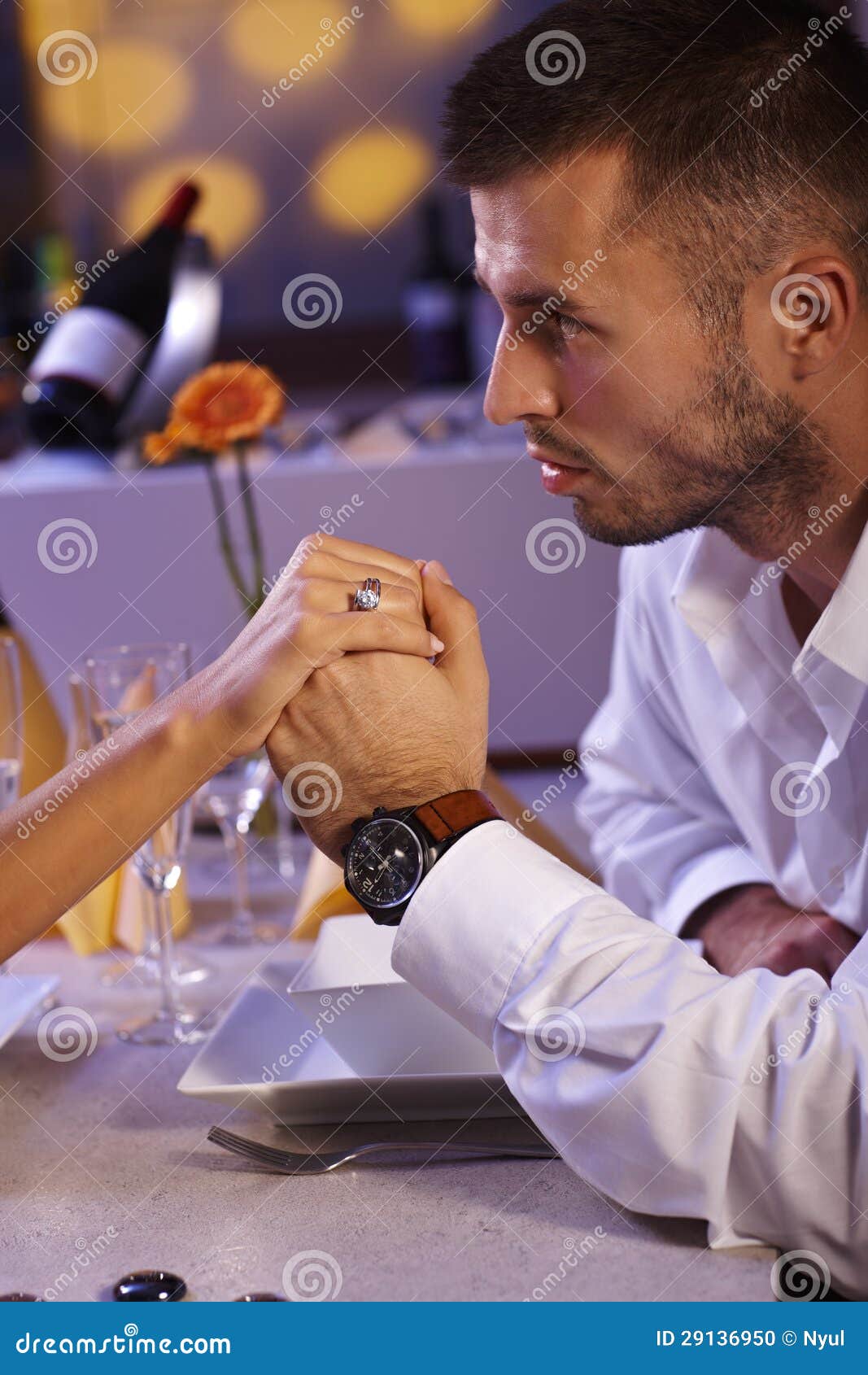 Romantic Dinner with Engagement Stock Photo Image of marry, glass