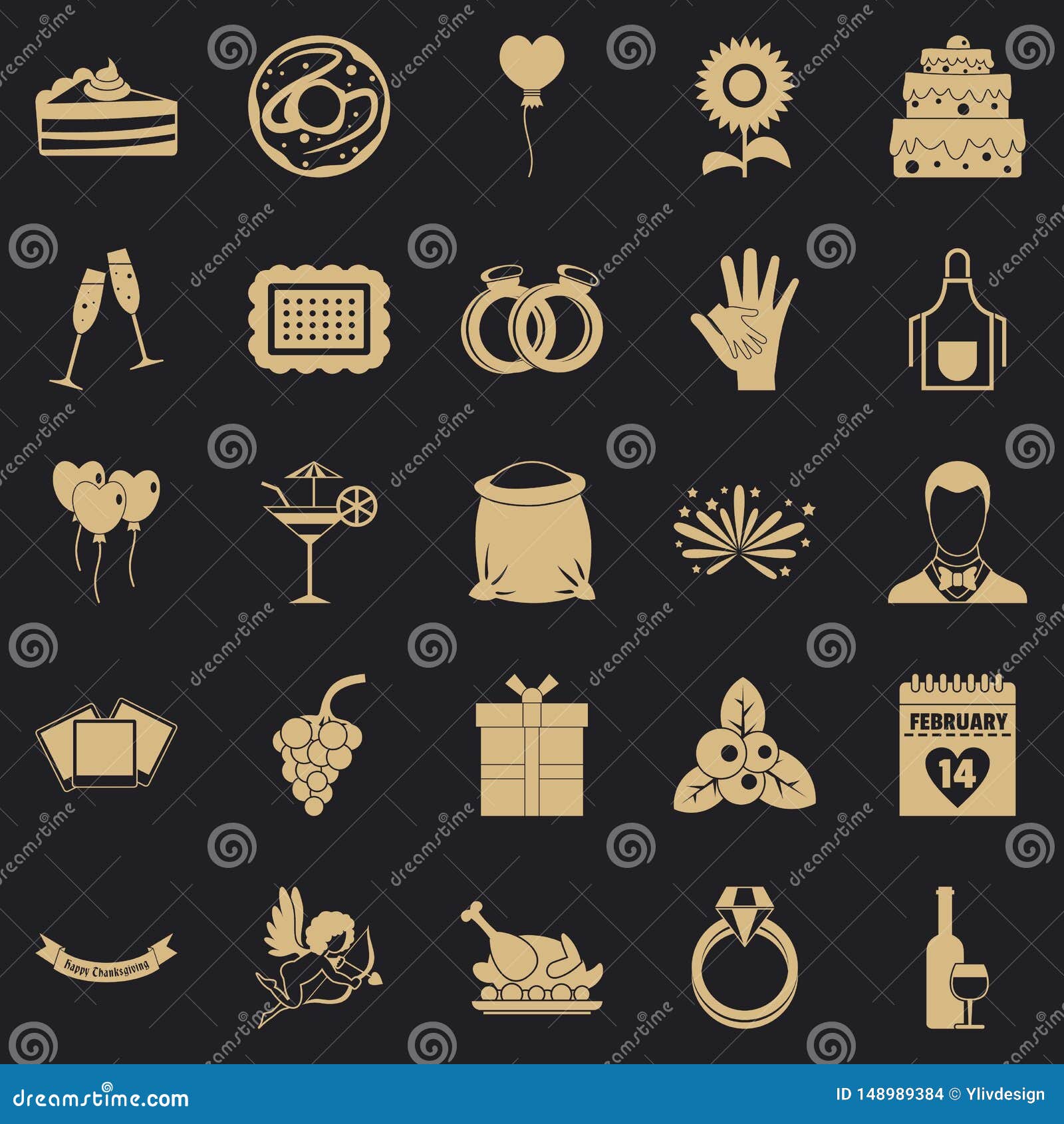 Download Romantic Dinner Icons Set, Simple Style Stock Vector ...