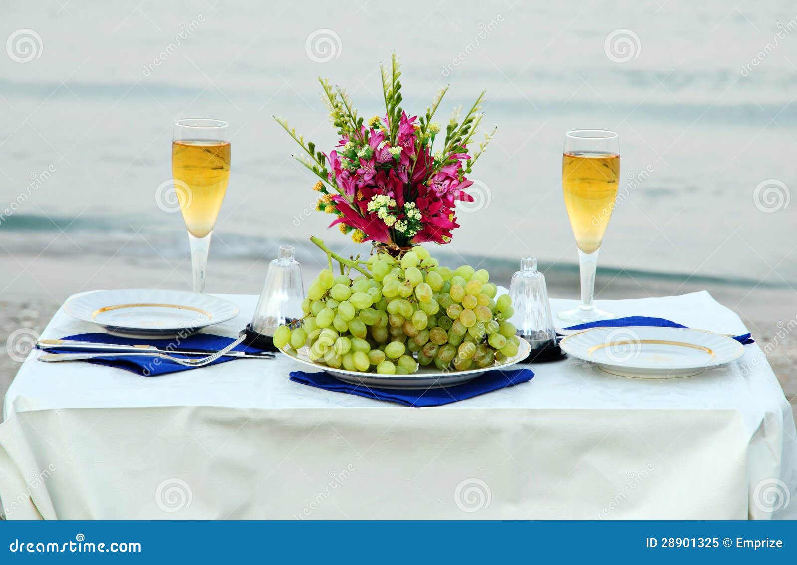 Romantic Dinner on the Sea Beach Stock Image - Image of married, candle