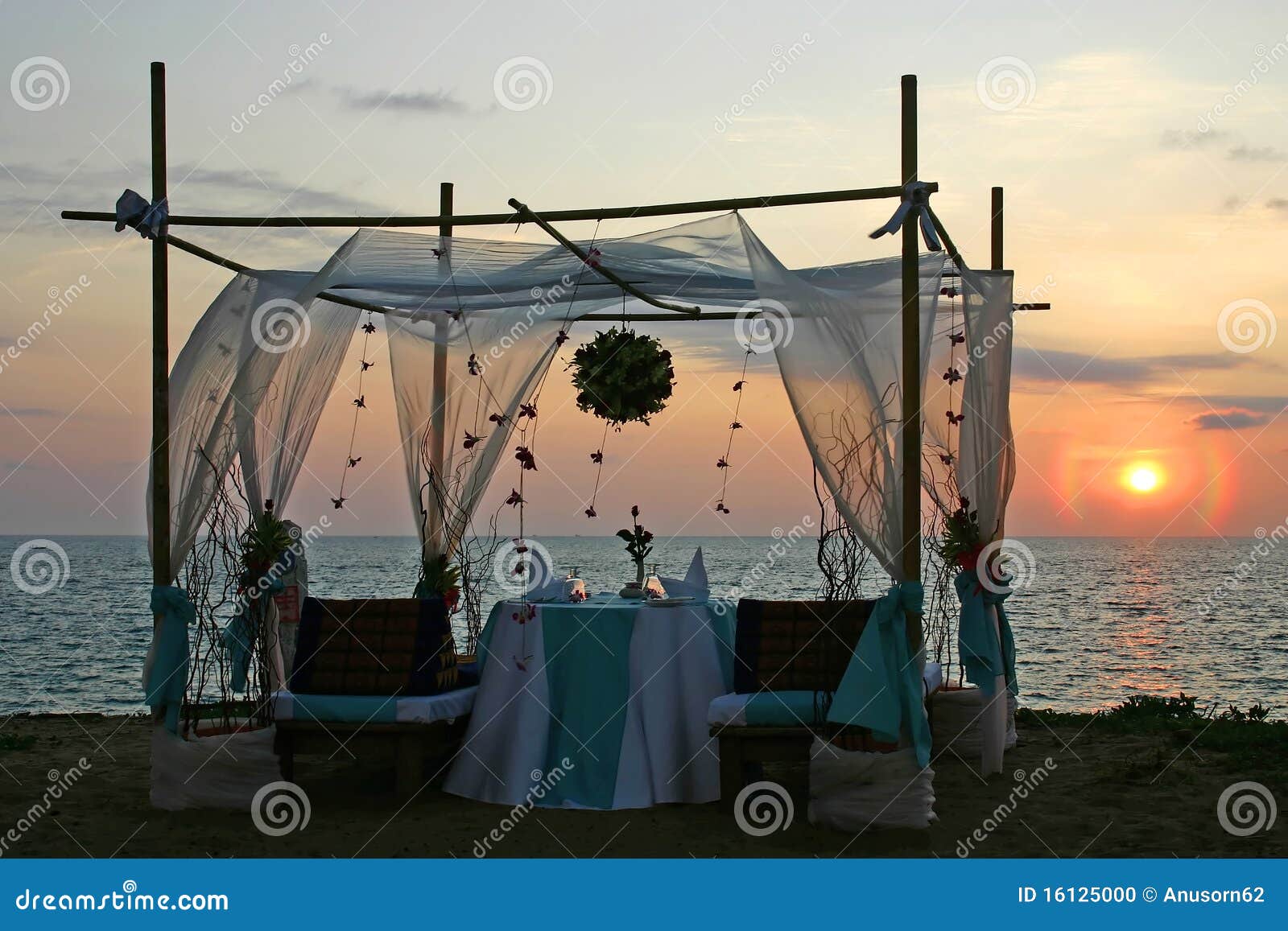 Romantic Dinner Sunset by the Sea Stock Photo - Image of table, lunch