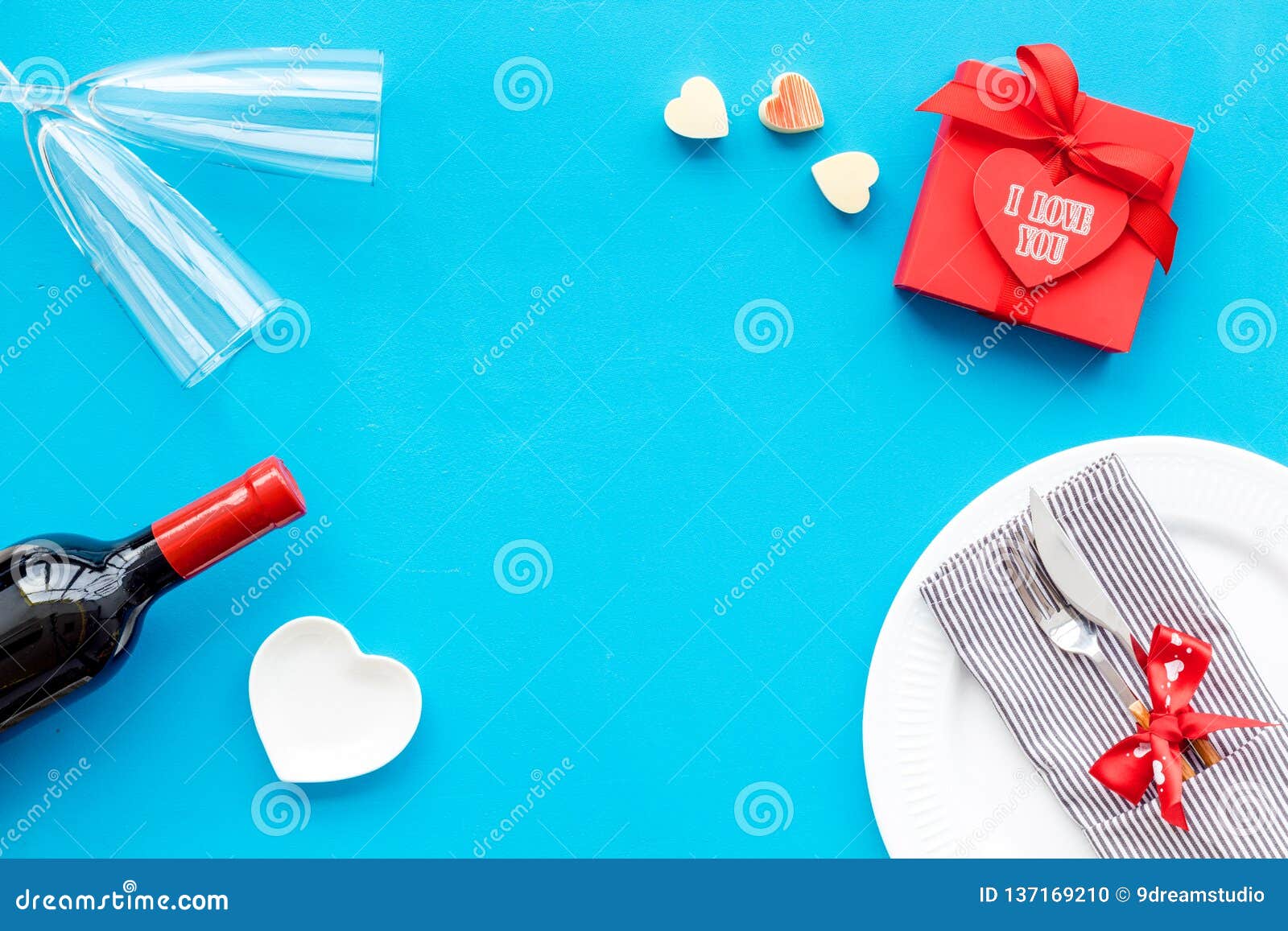 Romantic Dinner on Valentine`s Day. Decorated Dishes, Tableware, Wine ...