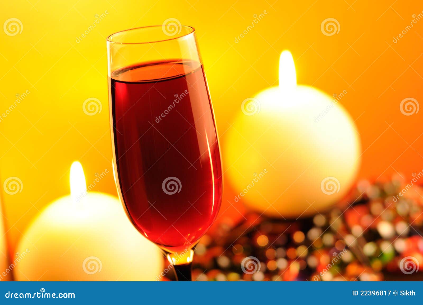 Romantic Evening Red Wine and Burning Candles Stock Image Image of