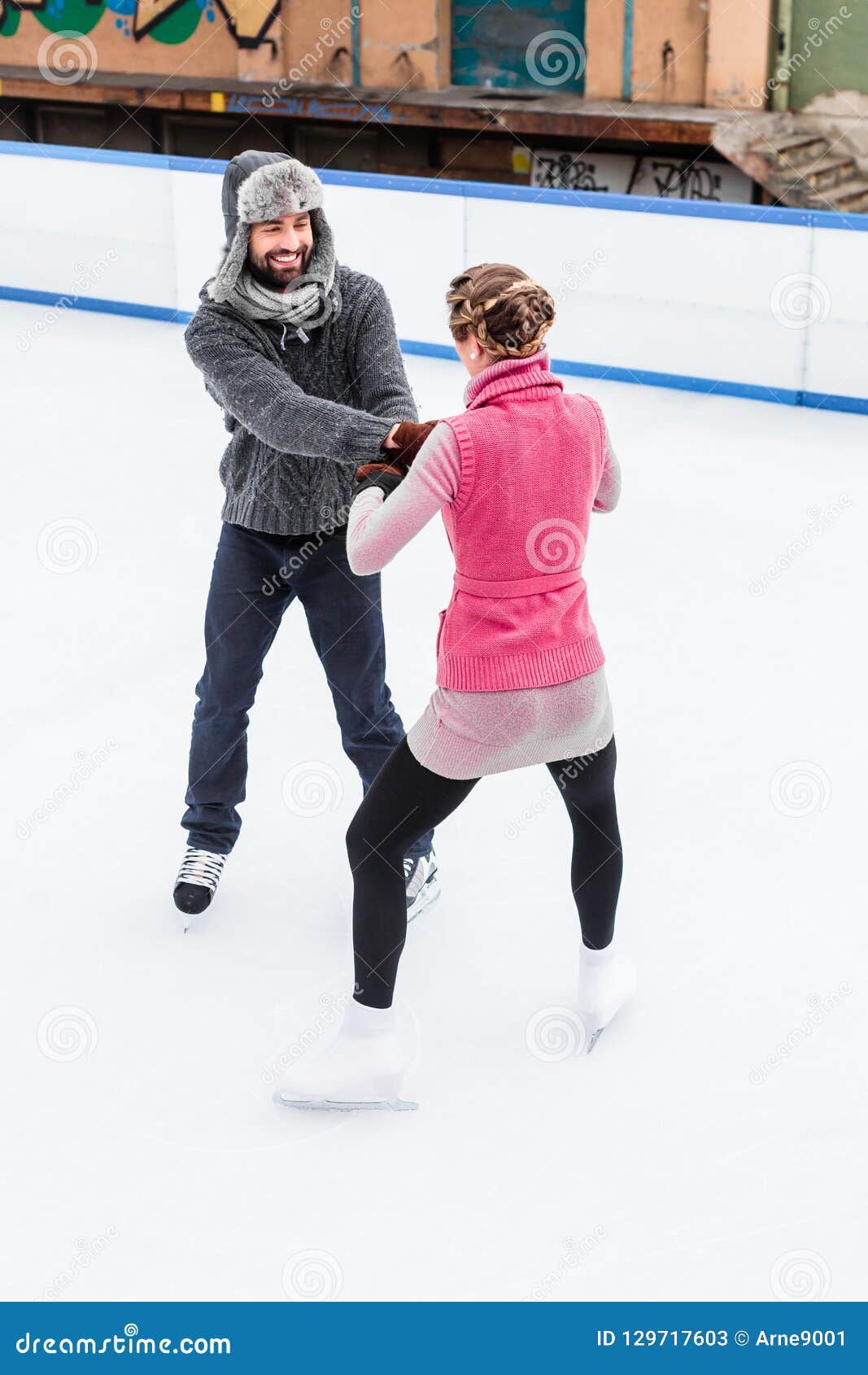 Romantic Couple Ice Skating Stock Image Image of male, couple 129717603