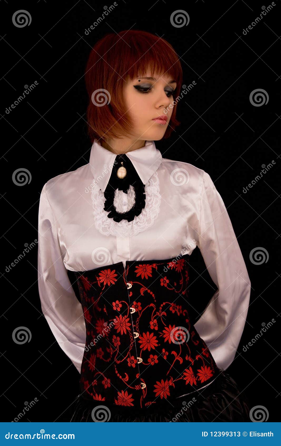 Romantic Girl in White Blouse and Corset Stock Image Image of jabot